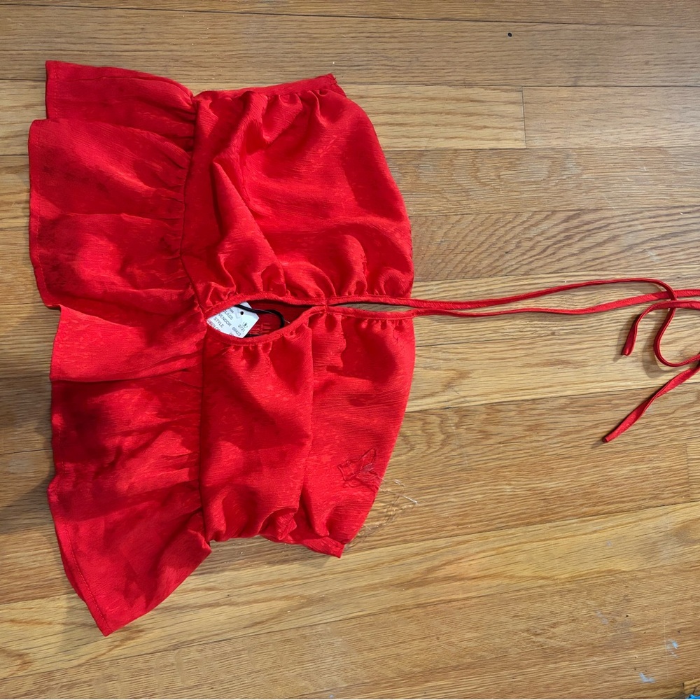 Red Pacsun ruffled summer/vacation top